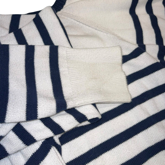 Nautica Womens White & Navy Horizontal Striped Nautrical Sweater 3 Buttons Large - Picture 10 of 10